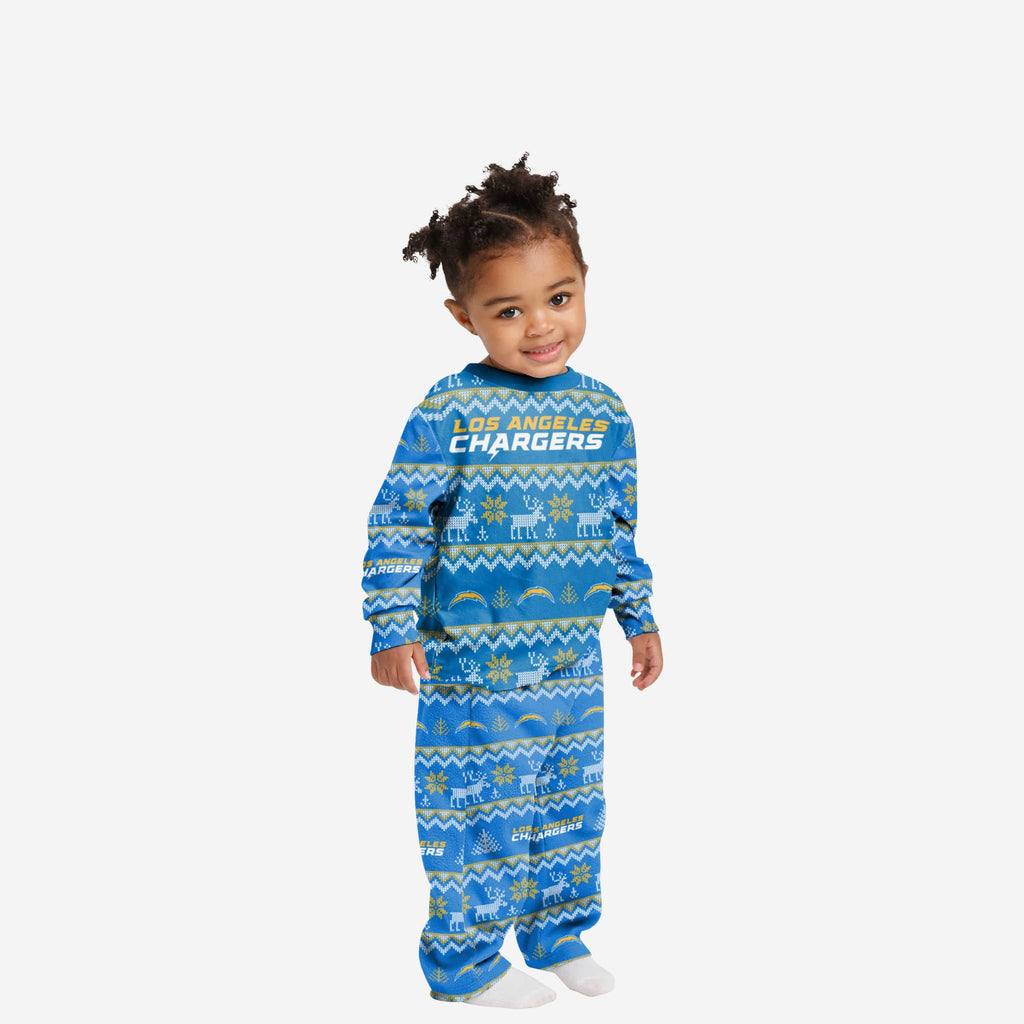 Los Angeles Chargers Toddler Ugly Pattern Family Holiday Pajamas FOCO 2T - FOCO.com