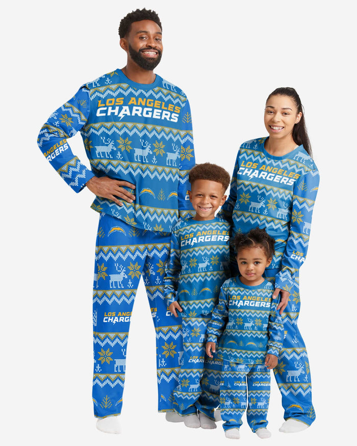 Los Angeles Chargers Toddler Ugly Pattern Family Holiday Pajamas FOCO - FOCO.com