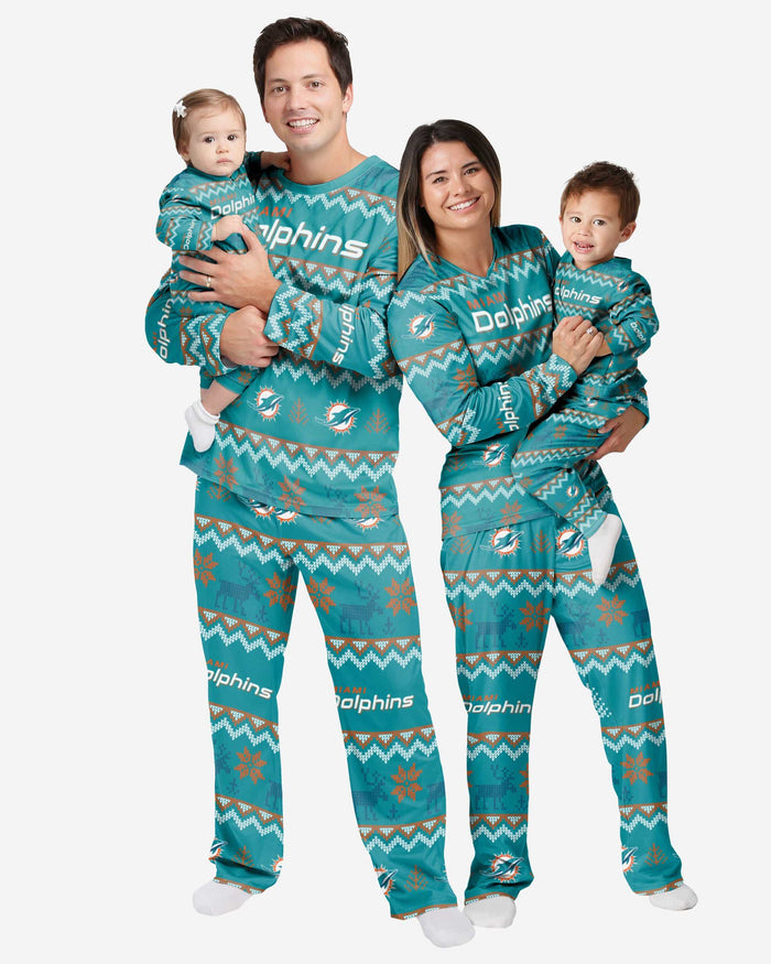 Miami Dolphins Toddler Ugly Pattern Family Holiday Pajamas FOCO - FOCO.com