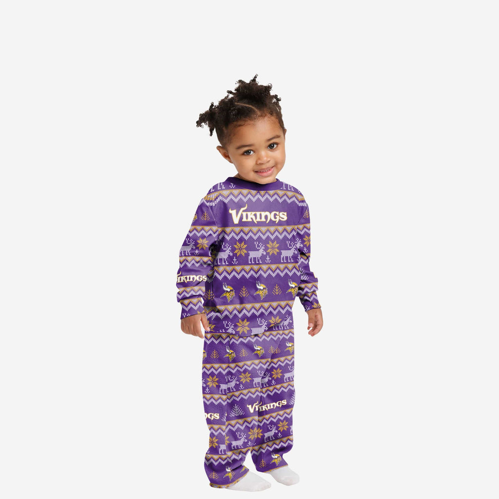 Minnesota Vikings Toddler Ugly Pattern Family Holiday Pajamas FOCO 2T - FOCO.com