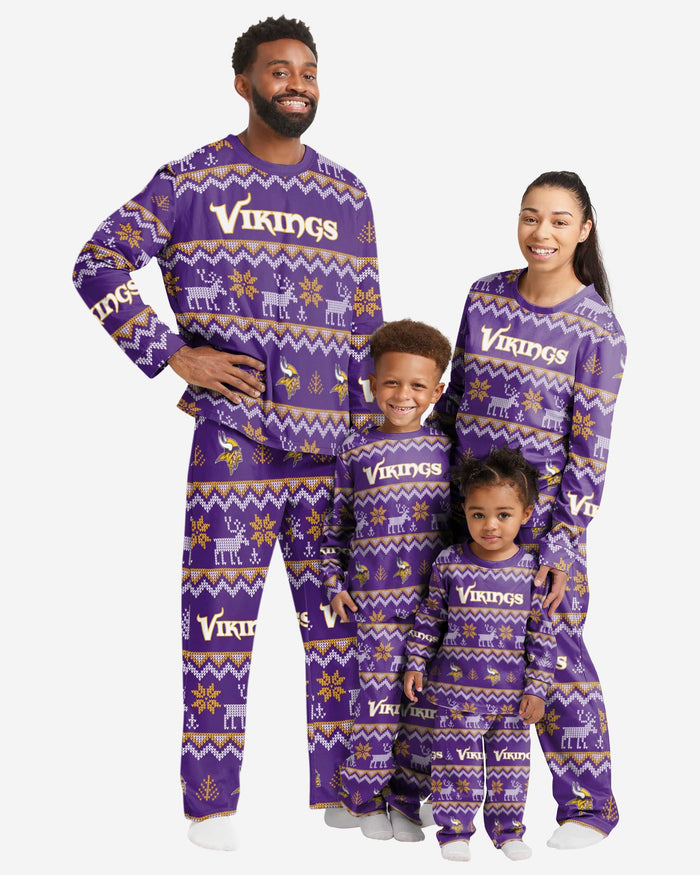Minnesota Vikings Toddler Ugly Pattern Family Holiday Pajamas FOCO - FOCO.com