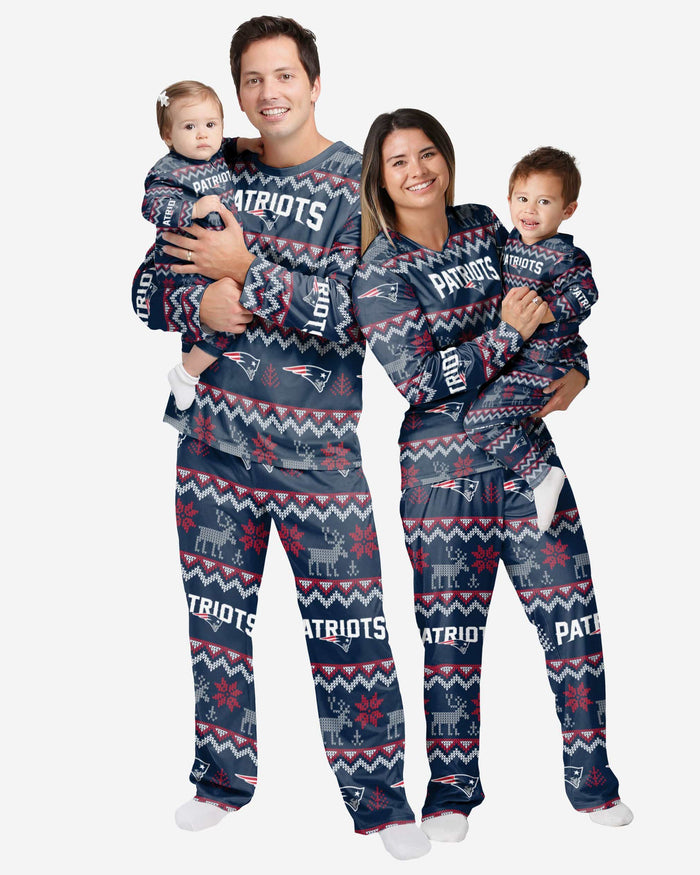 New England Patriots Toddler Ugly Pattern Family Holiday Pajamas FOCO - FOCO.com