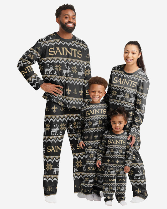 New Orleans Saints Toddler Ugly Pattern Family Holiday Pajamas FOCO - FOCO.com