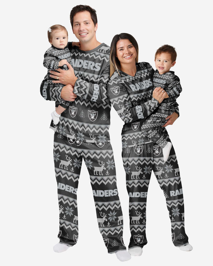Las Vegas Raiders Toddler Ugly Pattern Family Holiday Pajamas FOCO - FOCO.com