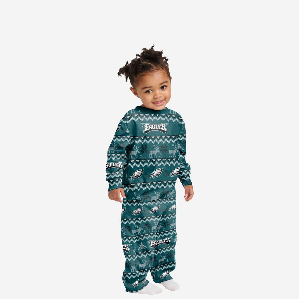 Philadelphia Eagles Toddler Ugly Pattern Family Holiday Pajamas FOCO 2T - FOCO.com