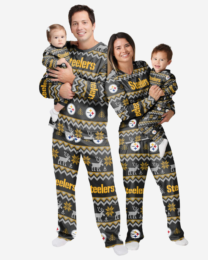 Pittsburgh Steelers Toddler Ugly Pattern Family Holiday Pajamas FOCO - FOCO.com