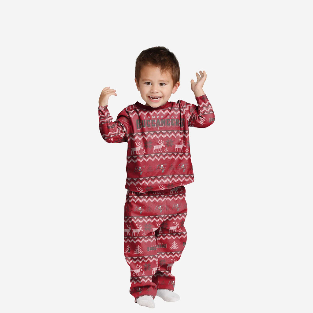 Tampa Bay Buccaneers Toddler Ugly Pattern Family Holiday Pajamas FOCO 2T - FOCO.com
