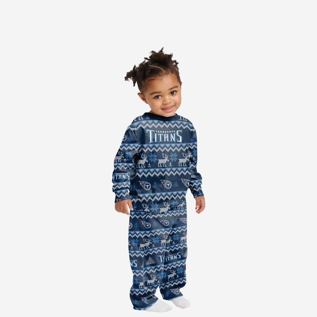 Tennessee Titans Toddler Ugly Pattern Family Holiday Pajamas FOCO 2T - FOCO.com