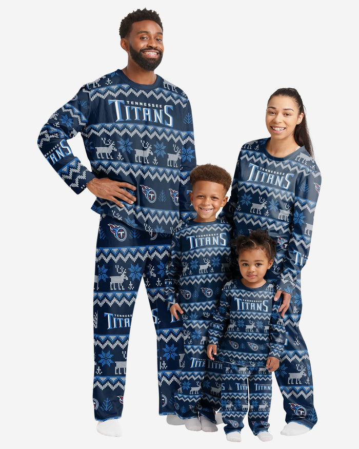 Tennessee Titans Toddler Ugly Pattern Family Holiday Pajamas FOCO - FOCO.com