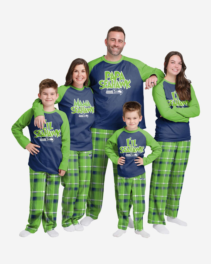 Seattle Seahawks Toddler Plaid Family Holiday Pajamas FOCO - FOCO.com