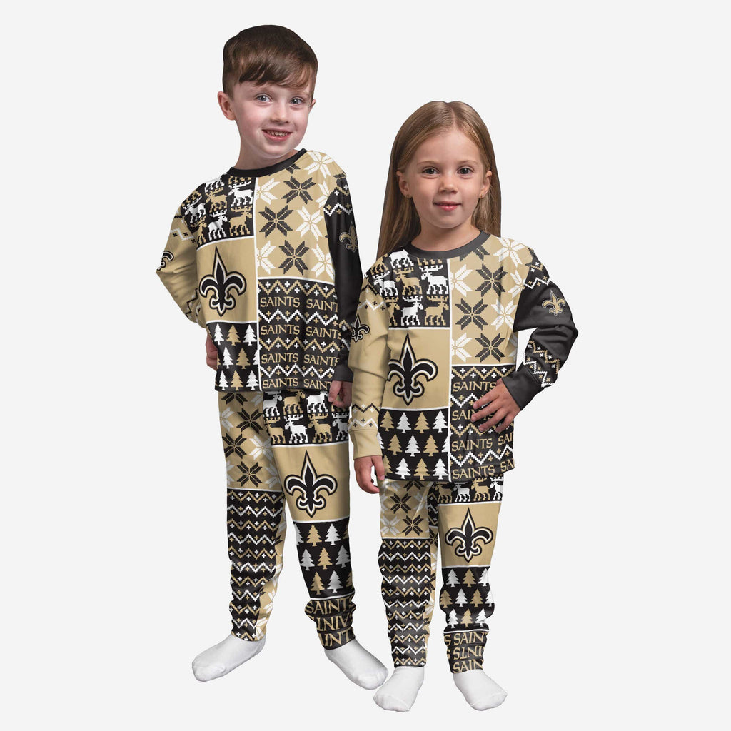 New Orleans Saints Toddler Busy Block Family Holiday Pajamas FOCO 2T - FOCO.com