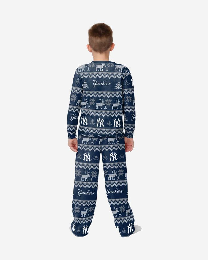 New York Yankees Youth Ugly Pattern Family Holiday Pajamas FOCO - FOCO.com