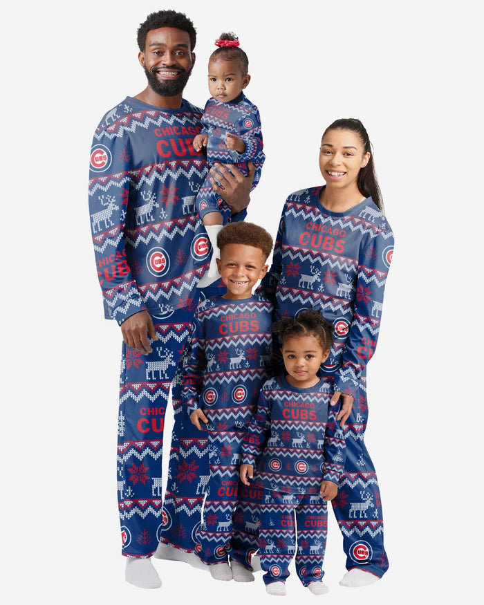 Chicago Cubs Infant Ugly Pattern Family Holiday Pajamas FOCO - FOCO.com