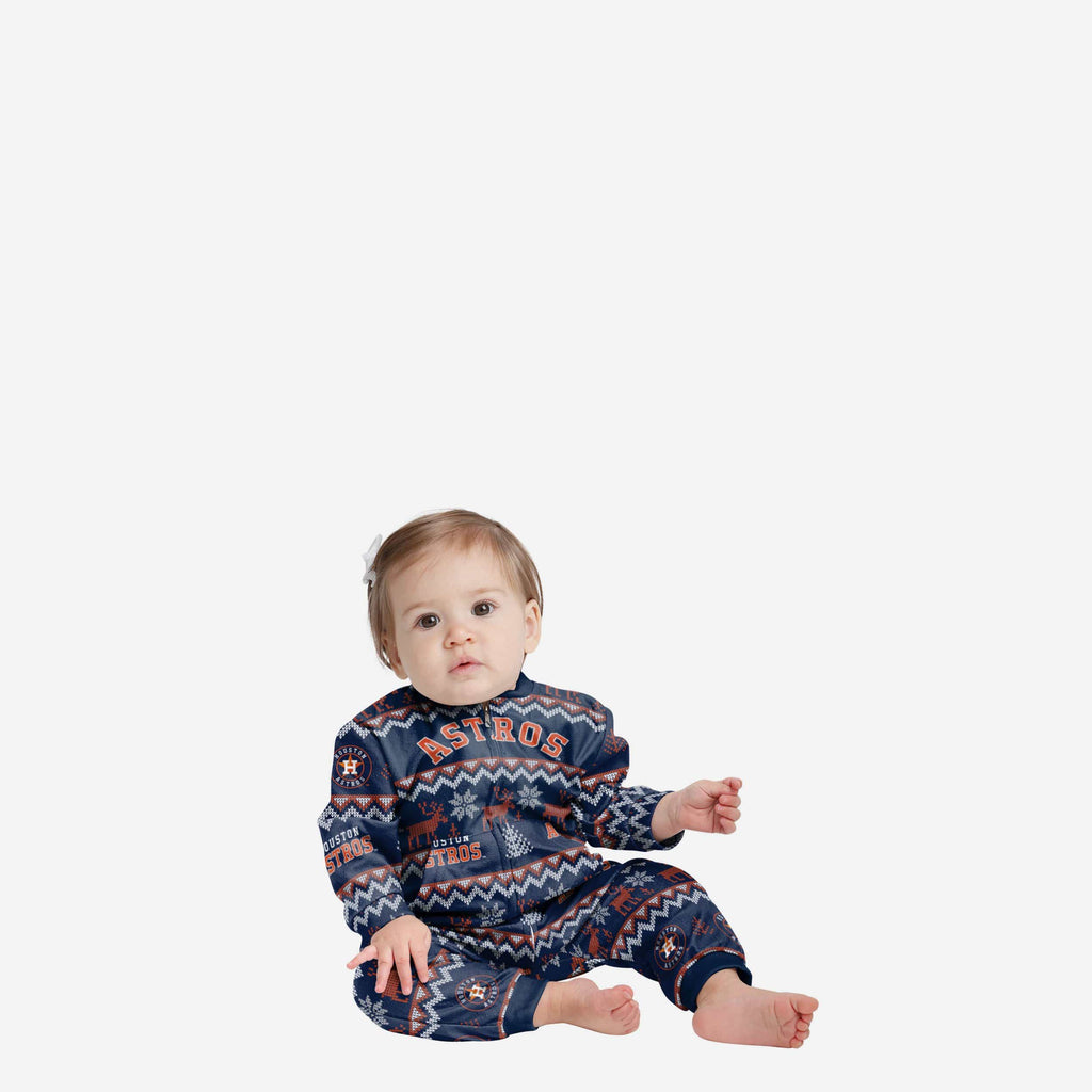 Houston Astros Infant Ugly Pattern Family Holiday Pajamas FOCO 12 mo - FOCO.com