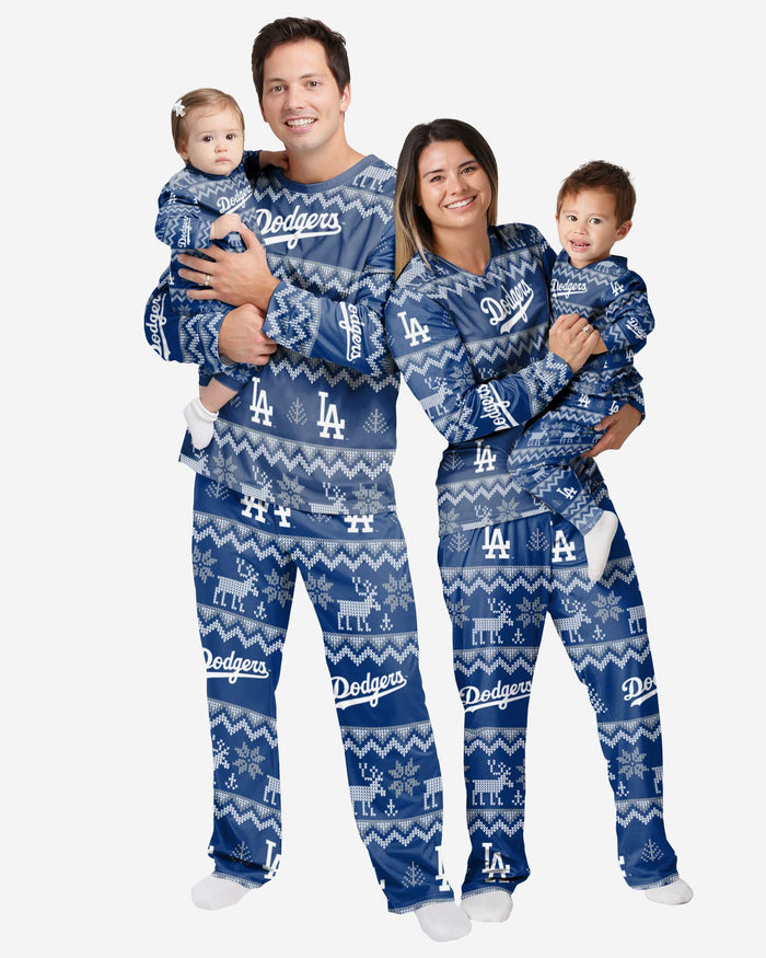 Los Angeles Dodgers Infant Ugly Pattern Family Holiday Pajamas FOCO - FOCO.com