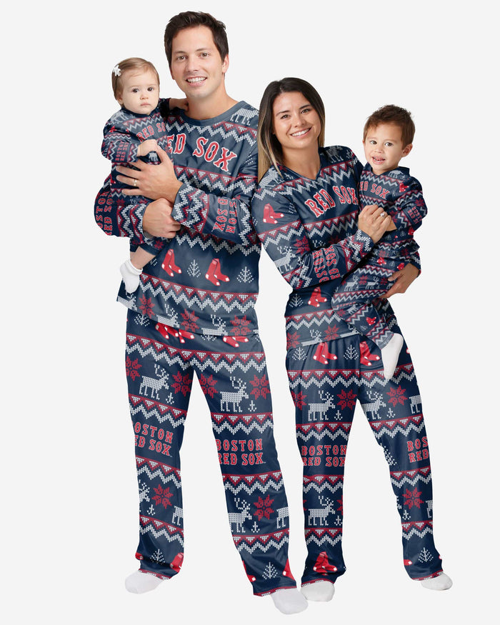 Boston Red Sox Toddler Ugly Pattern Family Holiday Pajamas FOCO - FOCO.com