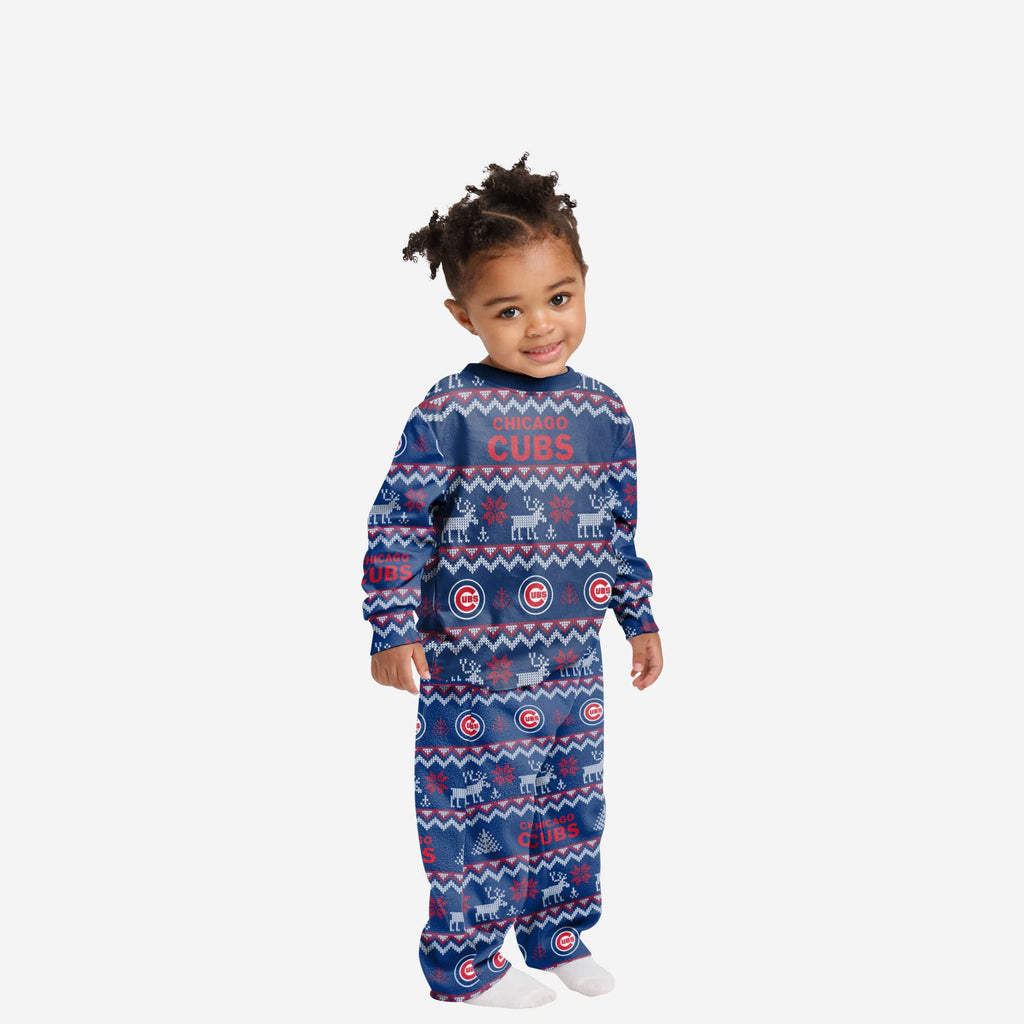 Chicago Cubs Toddler Ugly Pattern Family Holiday Pajamas FOCO 2T - FOCO.com