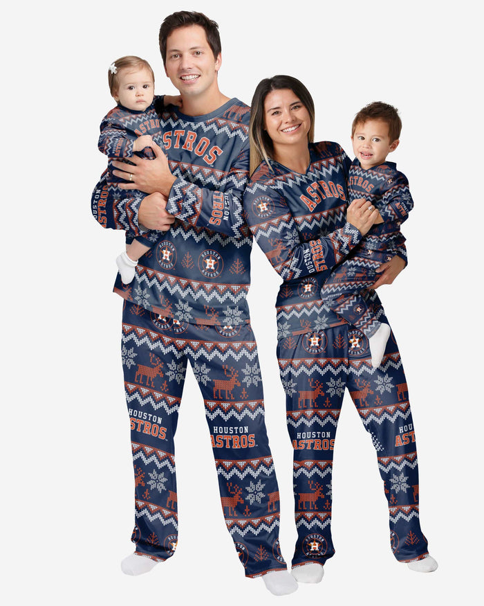 Houston Astros Toddler Ugly Pattern Family Holiday Pajamas FOCO - FOCO.com