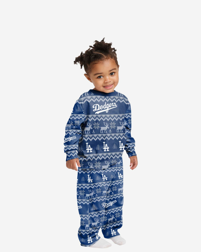 Los Angeles Dodgers Toddler Ugly Pattern Family Holiday Pajamas FOCO 2T - FOCO.com