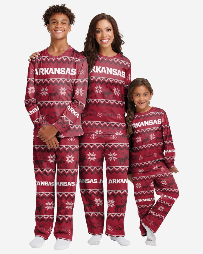 Arkansas Razorbacks Youth Ugly Pattern Family Holiday Pajamas FOCO - FOCO.com
