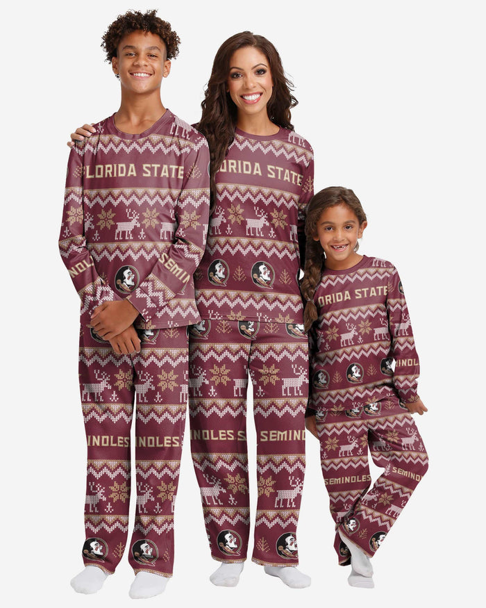 Florida State Seminoles Youth Ugly Pattern Family Holiday Pajamas FOCO - FOCO.com