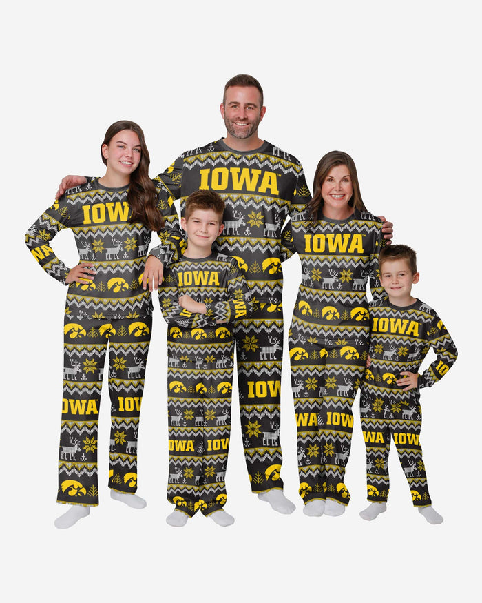 Iowa Hawkeyes Youth Ugly Pattern Family Holiday Pajamas FOCO - FOCO.com