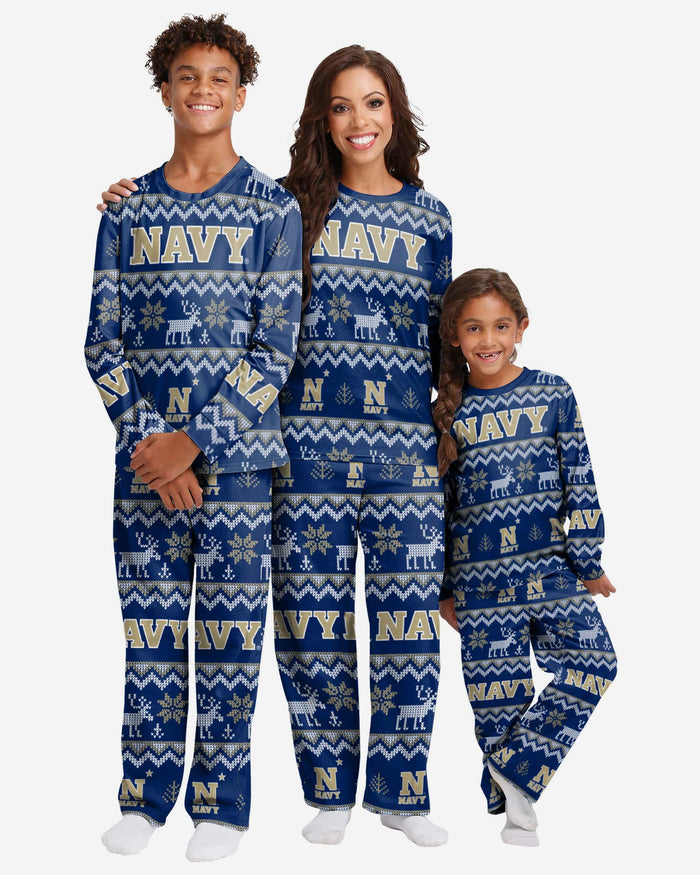 Navy Midshipmen Youth Ugly Pattern Family Holiday Pajamas FOCO - FOCO.com