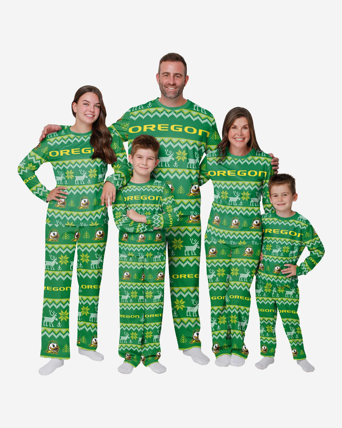 Oregon Ducks Youth Ugly Pattern Family Holiday Pajamas FOCO - FOCO.com