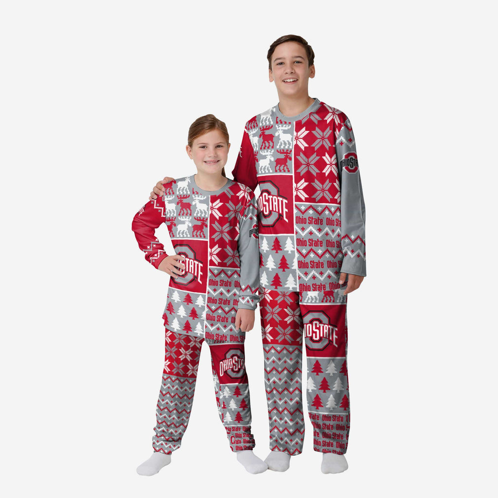 Ohio State Buckeyes Youth Busy Block Family Holiday Pajamas FOCO 4 - FOCO.com