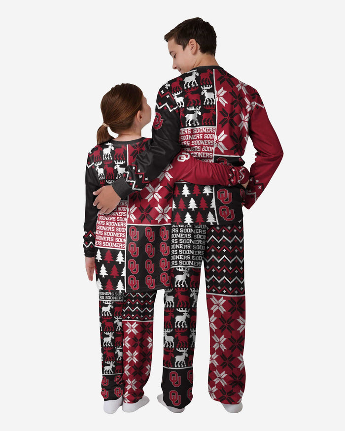 Oklahoma Sooners Youth Busy Block Family Holiday Pajamas FOCO - FOCO.com