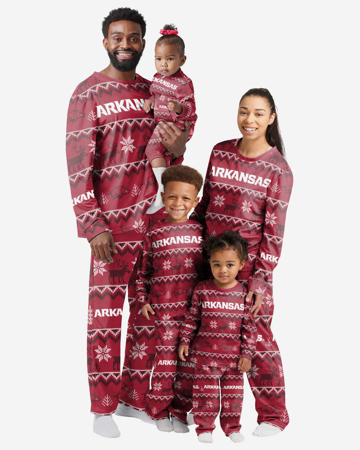 Arkansas Razorbacks Infant Ugly Pattern Family Holiday Pajamas FOCO - FOCO.com