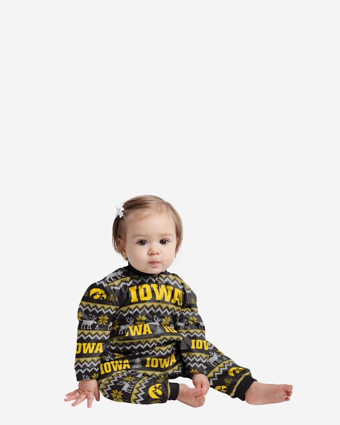 Iowa Hawkeyes Infant Ugly Pattern Family Holiday Pajamas FOCO 12 mo - FOCO.com