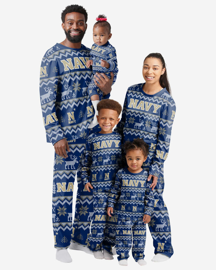 Navy Midshipmen Infant Ugly Pattern Family Holiday Pajamas FOCO - FOCO.com
