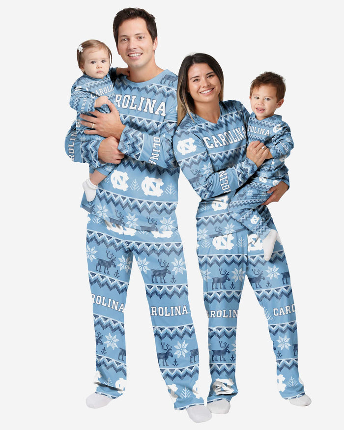 North Carolina Tar Heels Infant Ugly Pattern Family Holiday Pajamas FOCO - FOCO.com