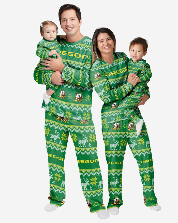 Oregon Ducks Infant Ugly Pattern Family Holiday Pajamas FOCO - FOCO.com