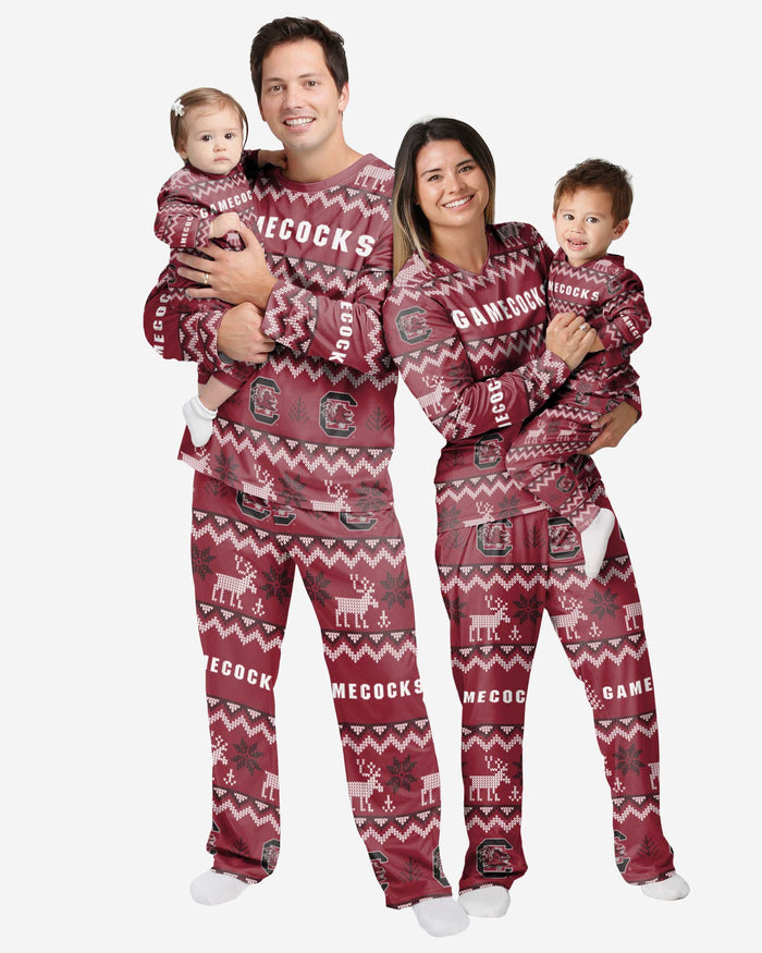 South Carolina Gamecocks Infant Ugly Pattern Family Holiday Pajamas FOCO - FOCO.com