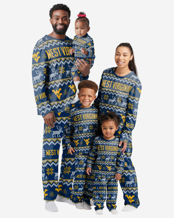 West Virginia Mountaineers Infant Ugly Pattern Family Holiday Pajamas FOCO - FOCO.com