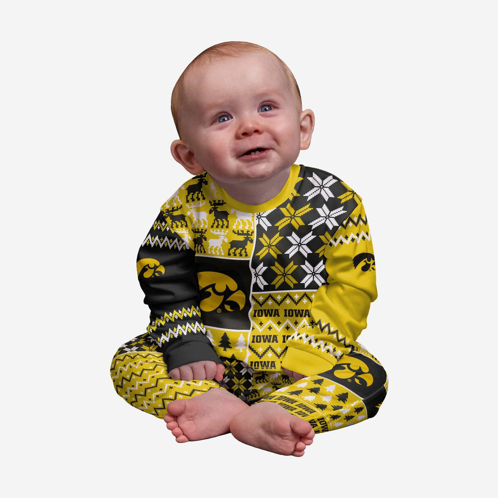 Iowa Hawkeyes Infant Busy Block Family Holiday Pajamas FOCO 12 mo - FOCO.com