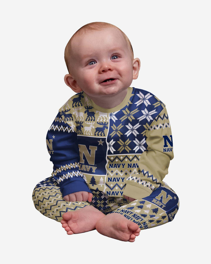 Navy Midshipmen Infant Busy Block Family Holiday Pajamas FOCO 12 mo - FOCO.com