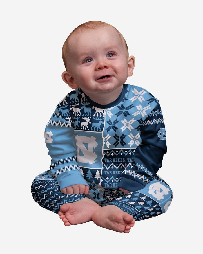 North Carolina Tar Heels Infant Busy Block Family Holiday Pajamas FOCO 12 mo - FOCO.com