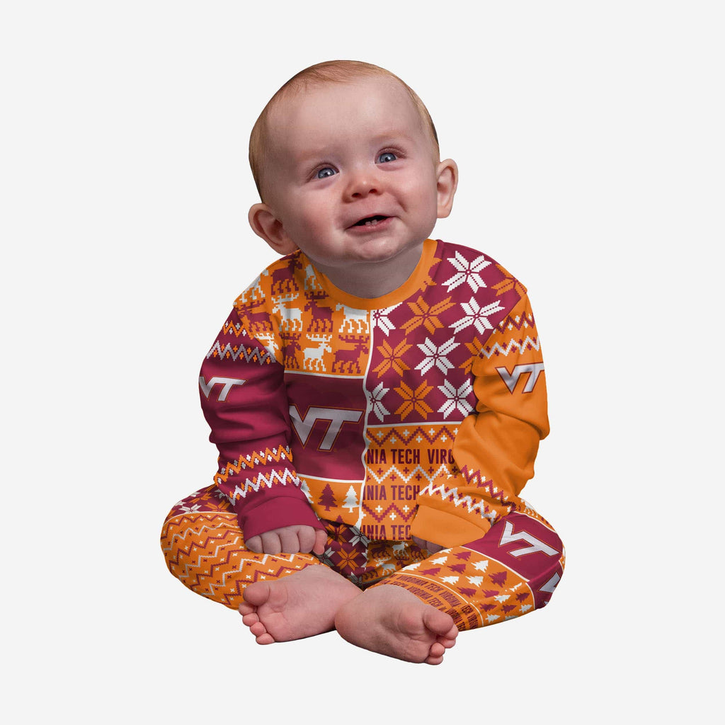 Virginia Tech Hokies Infant Busy Block Family Holiday Pajamas FOCO 12 mo - FOCO.com