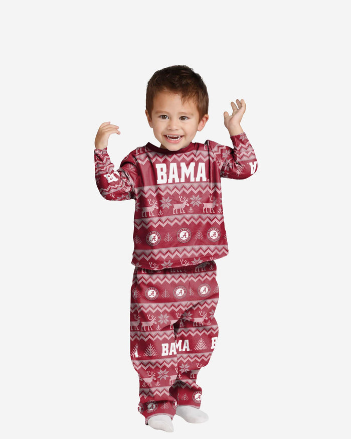 Alabama Crimson Tide Toddler Ugly Pattern Family Holiday Pajamas FOCO 2T - FOCO.com