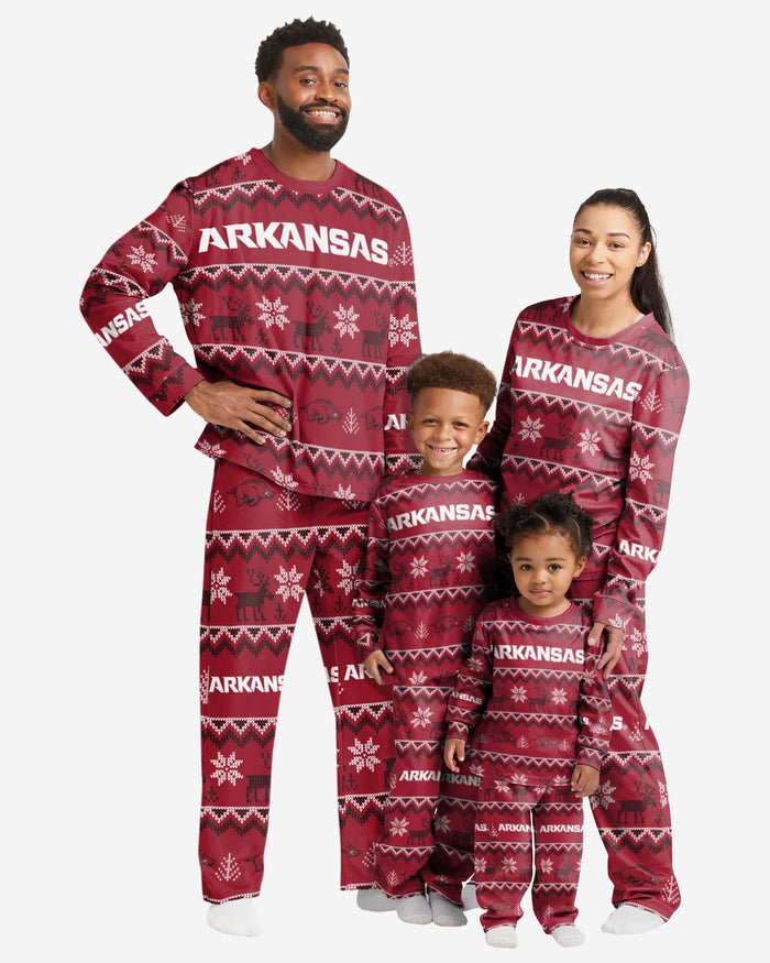 Arkansas Razorbacks Toddler Ugly Pattern Family Holiday Pajamas FOCO - FOCO.com