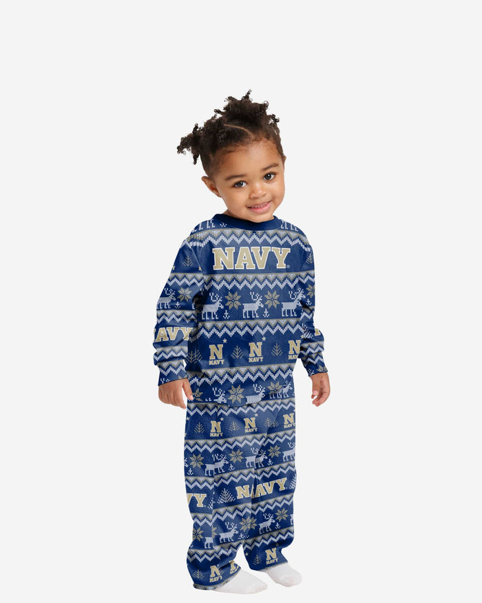 Navy Midshipmen Toddler Ugly Pattern Family Holiday Pajamas FOCO 2T - FOCO.com