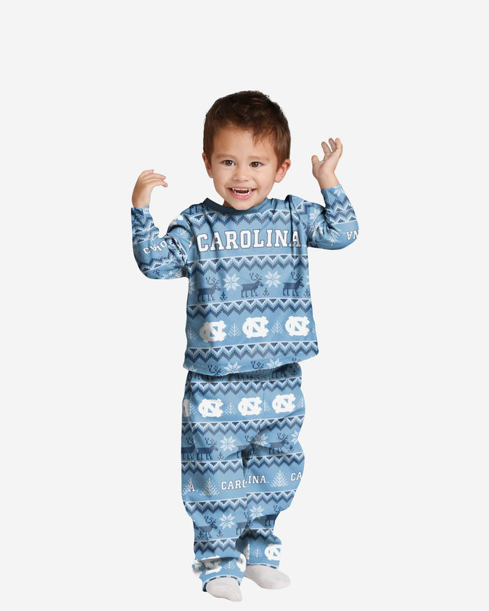North Carolina Tar Heels Toddler Ugly Pattern Family Holiday Pajamas FOCO 2T - FOCO.com