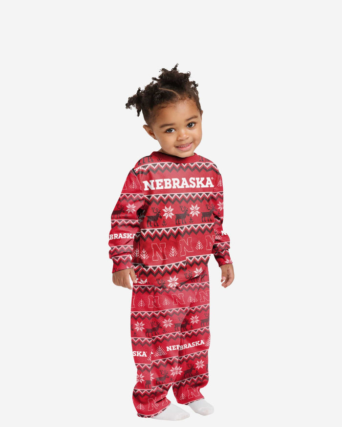 Nebraska Cornhuskers Toddler Ugly Pattern Family Holiday Pajamas FOCO 2T - FOCO.com