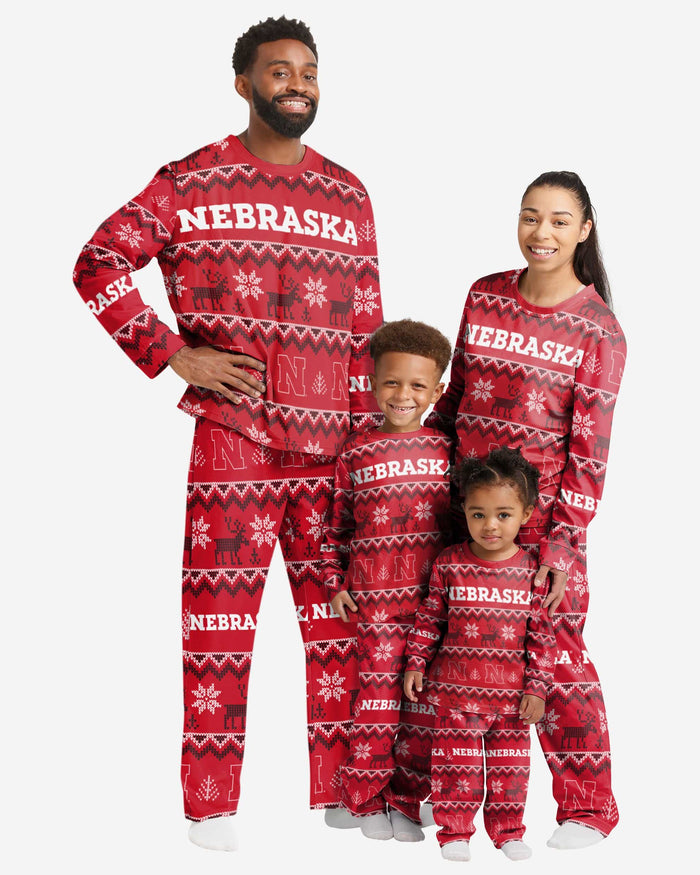 Nebraska Cornhuskers Toddler Ugly Pattern Family Holiday Pajamas FOCO - FOCO.com