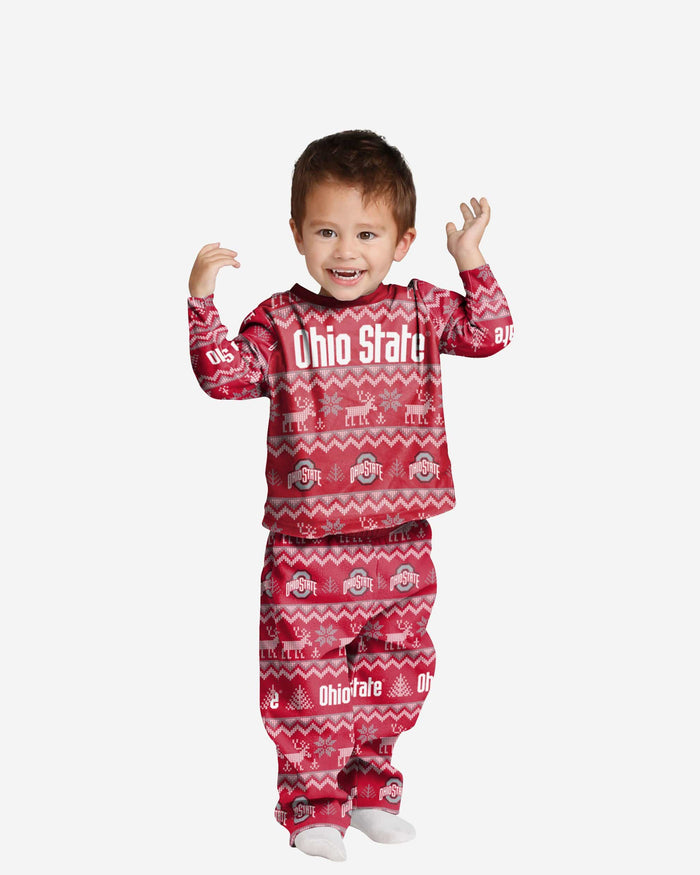 Ohio State Buckeyes Toddler Ugly Pattern Family Holiday Pajamas FOCO 2T - FOCO.com