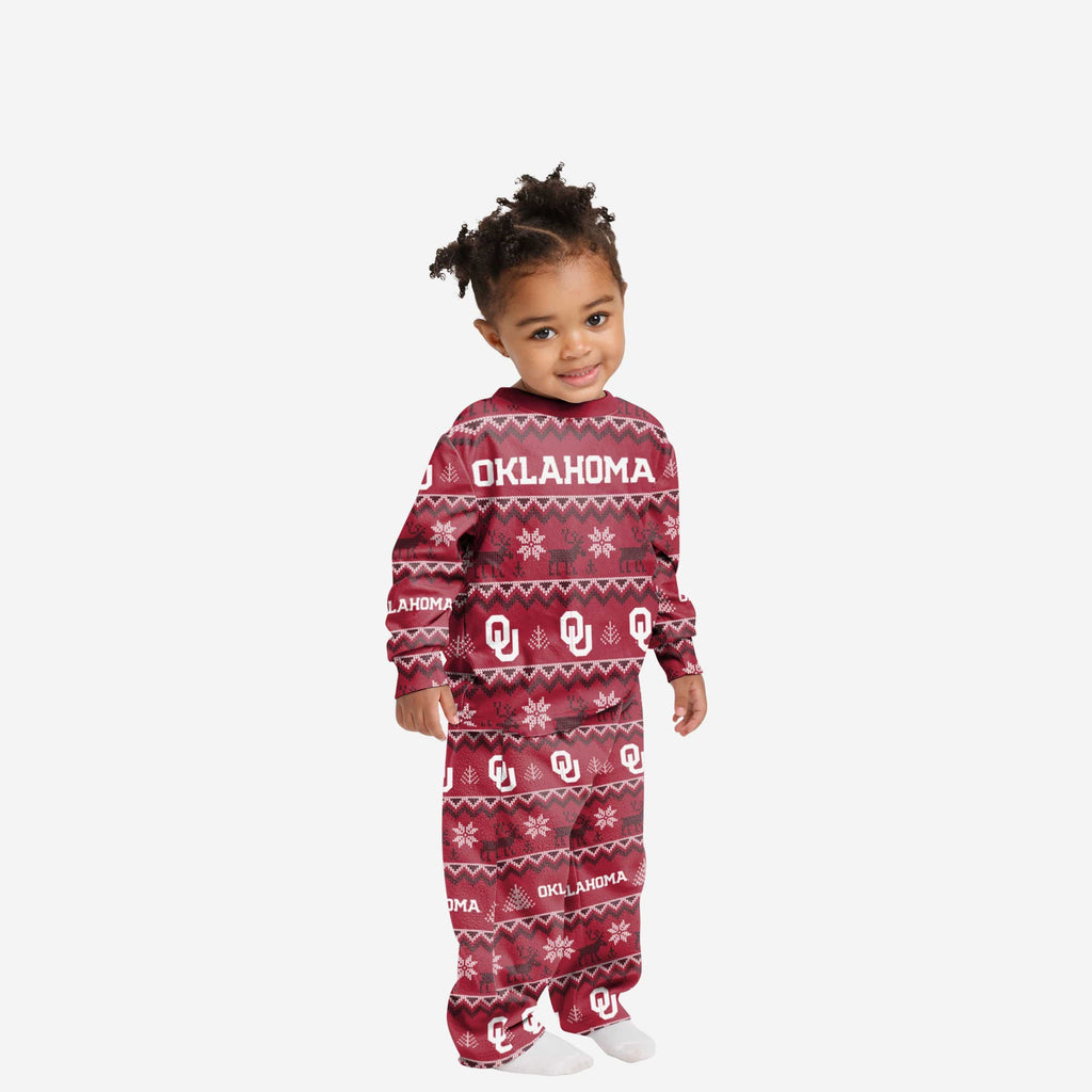 Oklahoma Sooners Toddler Ugly Pattern Family Holiday Pajamas FOCO 2T - FOCO.com