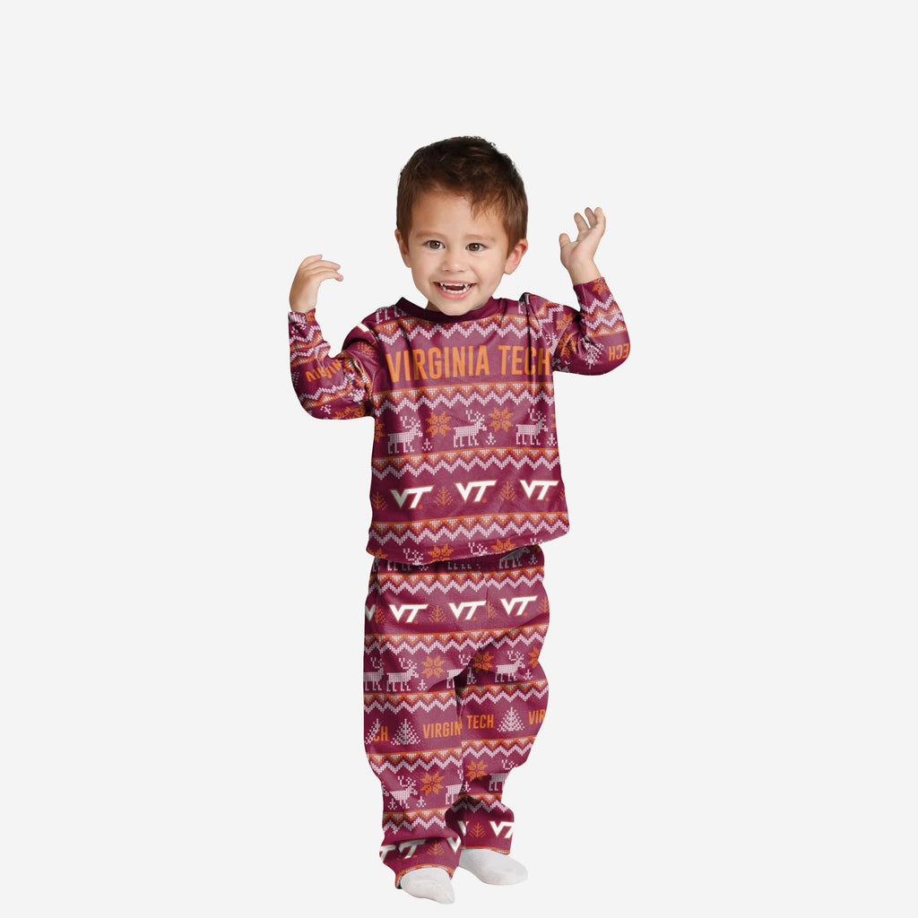 Virginia Tech Hokies Toddler Ugly Pattern Family Holiday Pajamas FOCO 2T - FOCO.com
